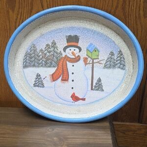 Festive Snowman Holiday Decor Plate